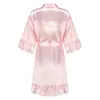 Women's Sleepwear Pink Bride Bridesmaid Wedding Short Robe Bath Gown Womens Kimono Yukata Nightgown Lady Sleepshirts Pajama Nightdress