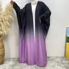 Ethnic Clothing 6Colors Abaya Dubai Robe Turkey Kimono Ramadan Eid Muslim Women Gradient Colors Bat Sleeve Dress Islamic Cardigan African