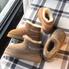 Women Boots Snow Boot Brown Khaki Classic Ongle Booties Soft Booties Fur Anti-Slide Ladies Booties Outdoor Winter Warm Warm Woman Shoes 35-40