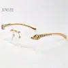 2018 Vintage Designer Solglasögon för män Kvinnor Rimless Buffalo Horn Glasses Gold Leopard Frames Billiga solglasögon Womens Eyeglasses2341