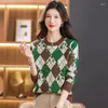 Women's Sweaters England Style Women Classical Plaid Pullover Sweater Purple Coffee Beige Red Argyle Knitwear Retro Plain Jersey Autumn