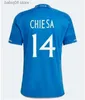 Fans toppar tees italia fans spelare 23 24 25 Bonucci Soccer Jerseys Insigne Verratti Men Kids Football Shirts Chiesa Barella Chiellini Pellegrini Italys 125 Th Sannives