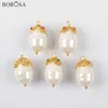 Ожерелья с подвесками BOROSA, натуральный жемчуг, жемчужные бусины в стиле барокко для изготовления ювелирных изделий, подвеска с цирконом, Золотая проволока, обернутое ожерелье, аксессуары