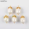 Colliers pendants Borosa Perles de perles naturelles Drop Baroques Pearl Perles pour bijoux Making Cz Charm Golden Wire Emballe Collier Accessoires