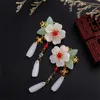 Pinces à cheveux Hanfu chinois, 2 pièces, épingles à cheveux en strass, fleur, Barrettes roses, pompon en cristal, accessoires pour enfants, bijoux