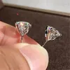 Stud Earrings HOYON Natural Diamond Moissanite Jewelry Women's Garnet Solid S925 Silver Color Orechini Bijoux En