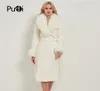 Pudi Women Real Fox Fox Coat Jacket Lady Lady Wool Blends Coats Jackets Trench Trench with Fox Cular Cuff CT0325400601