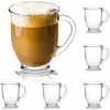 Tasse de café en verre transparent avec une poignée thé grande capacité épaissie du jus de cappuccino latte 231221