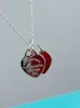 2024 Designer T Home High Edition Premium 925 Silver Print Emamel Peach Heart Necklace Blue Divided Red Double Pendant Collar Chain