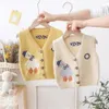 Babys Clothes Autumn Children Cute Cartoon Duck Vest Cardigan Sweater Kids Knitting Vneck Vests Coat Baby Soft Cozy Clothing 231220