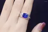 Cluster Rings SFL2023 Sapphire Ring Real Pure 18K Natural Royal Blue Gemstones 3.47CT Diamonds Stones Female