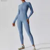 Actieve sets Yoga overall Lange slee Dames Sportkleding Gym Rits Jumpsuits Training Hoge intensiteit Fitness Eendelig Nauwsluitend kledingstukL231221