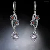 Boucles d'oreilles pendantes délicates en pierre de lune naturelle, breloques florales pour femmes, pendentif fleur ethnique bohème