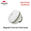 ツールNatureHike屋外磁気キャンプライト4モードLEDテントハングライト超軽量ポータブル防水ランプUSB/バッテリー充電