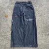 JNCO Skull broderad retro baggy jeans män y2k harajuku hiphop mönster tryck lösa jeans hög midja raka breda benbyxor 231220