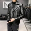 Motorcycle Pilot Leather Jacket Fashion Brand Men Designer Punk Wind Oblique Zipper Design Men Leather Jacket Coat S-5XL 231221