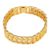 24K Gold Plated Heart Engraving Chunky Bracelet Link Classic Bangle Bracelet Jewelry204U