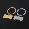 Keychains Stainless Steel Pet Tag Keychain Name For Puppy Dog Collar Pendant Keyring Bone Accessories Blank Charm