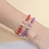 Charm Bracelets Polymer Clay Multicolor Butterfly Bracelet Handmade Braided Wristband Adjustable Fashion Jewelry Accessories For Female Kids