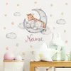 Anpassat babynamn Elephant Giraffe Moon Stars akvarell Väggklistermärke Nureri avtagbar vinylväggdekaler Mural Kids Room Decor 231221