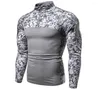 Herr t-skjortor Autumn Summer Long Sleeved T-shirt kamouflage färg som blockerar militär stil trend