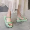 Dress Shoes Footwear With Medium Heels Women's Beach Sandals For Woman Green Summer 2023 Rhinestones Diamond Platform Comfort Casual H