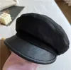 Beretti 202311-PS INS Chic Autumn Fashion Street Pu Brim Sboy Ottagonal Hat Men Women Visor Cap Wholesale all'ingrosso