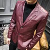 Fashion Mens Pu Leather Jackets Kpop Style Autumn Jacket Biker Faux Leather Coats Wine red Black Overcoats Coats Plus Size S-5XL 231221