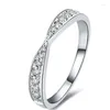 Klusterringar solida 14k vitt guld AU585 ring oändlighetsband diamant brud smycken äktenskap härligt finger för flicka