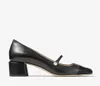 가을 럭셔리 여성 드레스 펌프 ELISA 45mm Patent Leather Pumps Low Heel Mary Shoes Pearl-Fellished Strap 블록 발 뒤꿈치 디자이너 신발