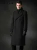 Mauroicardi Otoño Invierno largo cálido elegante Casual azul marino negro abrigo de lana hombres doble botonadura mezclas de lana de lujo abrigo 231220