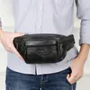 Кожаная поясная сумка для мужчин поясная сумка брендовая сумка большой емкости водонепроницаемая набедренная сумка с черным поясом большие сумки для почек 231220