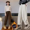 Trousers Teens Girls Corduroy Pants Winter Fleece Thick Warm School Kids Casual Black All-match Children Harem 12 13 14 Y