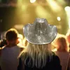 Glitter Mirror Glass Disco Ball Hat Classic Disco Blotlit Ball Disco Fashion Ball Hat for Cowboy Cowgirl Party Dekoracja 231220