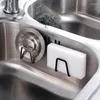 Kitchen Storage Stainless Steel Rack Sponges Holder Sink Drain Drying Self Adhesive Hook Hanger Accessor Organizer