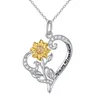 Pendanthalsband 2023 Kvinnors hjärta S925 Sterling Silver Sunflower Halsband Graverade smycken för kvinnor