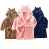 Autumn Winter Kids Hooded Bathrobe Baby Boys Girls Cartoon Rabbit Flannel Pajamas Children Soft Bath Robe Nightgown Bath Rob 231221