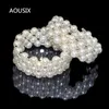 Bracelet élégant en perles d'imitation de cristal, multicouche extensible pour femmes, bijoux de mariée, cadeau 231221