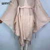 Women's Swimwear WINYI Kimono Africa Coat With Belt Fashion Kaftans Beach Cover-ups Fringed Monochrome Cardigan Outfits For Women Vestidos