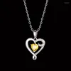 Pendants Colored Crystal Birthstone Heart Pendant Mother Birthday Gift I Love You Silver 925 Chain Necklace Women Jewelry