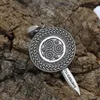 Hänghalsband norrniga odin krigare svärd sköld viking halsband för män rostfritt stål skandinaviska rune amulet smycken