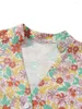 Damesnachtkleding Dames S 2-delige pyjamaset met lange mouwen, knopen, bloementopjes en shorts met trekkoord Modesets