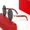 Classic Mens Designer Sunglasses for Women Big Round Gold Alloy Full Frame Sunglass Oval Goggle Man Woman Vintage Brand Eyeglass W304N