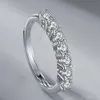 Style japonais et coréen S925 argent Moissanite rangée de diamants bague femme simple personnalisé doux noble bijoux femme cadeau218E