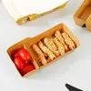 Take Out Containers 50pcs Disposable Kraft Paper Food Serving Tray Two Grids Snack French Fries Chicken Salad Carton For Party