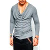 Men's T-Shirts Men long sleeve t shirt cowl neck loose men t-shirt hip hop streetwear funny t shirts clothingL2312.21