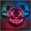 Inne imprezy imprezowe zapasy Cosmas Halloween Neon Mask Maski Maski Maskarade Light Glow In Dark Funny Cosplay Costume Drop Deli Dhfly