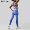Actieve Sets WANAYOU 2 STUKS Naadloze Yoga Pak Vrouwen Sportbeha Hoge Taille Legging Shorts Outfit Gym Set Fitness Workout kleding SportswearL231221