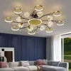 Parlor LED Ceiling Lamp Modern Glass Ball Star Living Room Bedroom Suspension Light Luminaire Gold Crystal Chandelier Home Decor