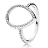 Rings de cluster real 925 Sterling Silver Ring Princesa Wishbone Love